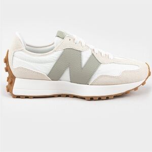 New Balance 327 White and Sage Sneakers